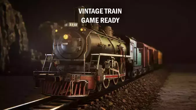 Vintage train Low-poly 3D model