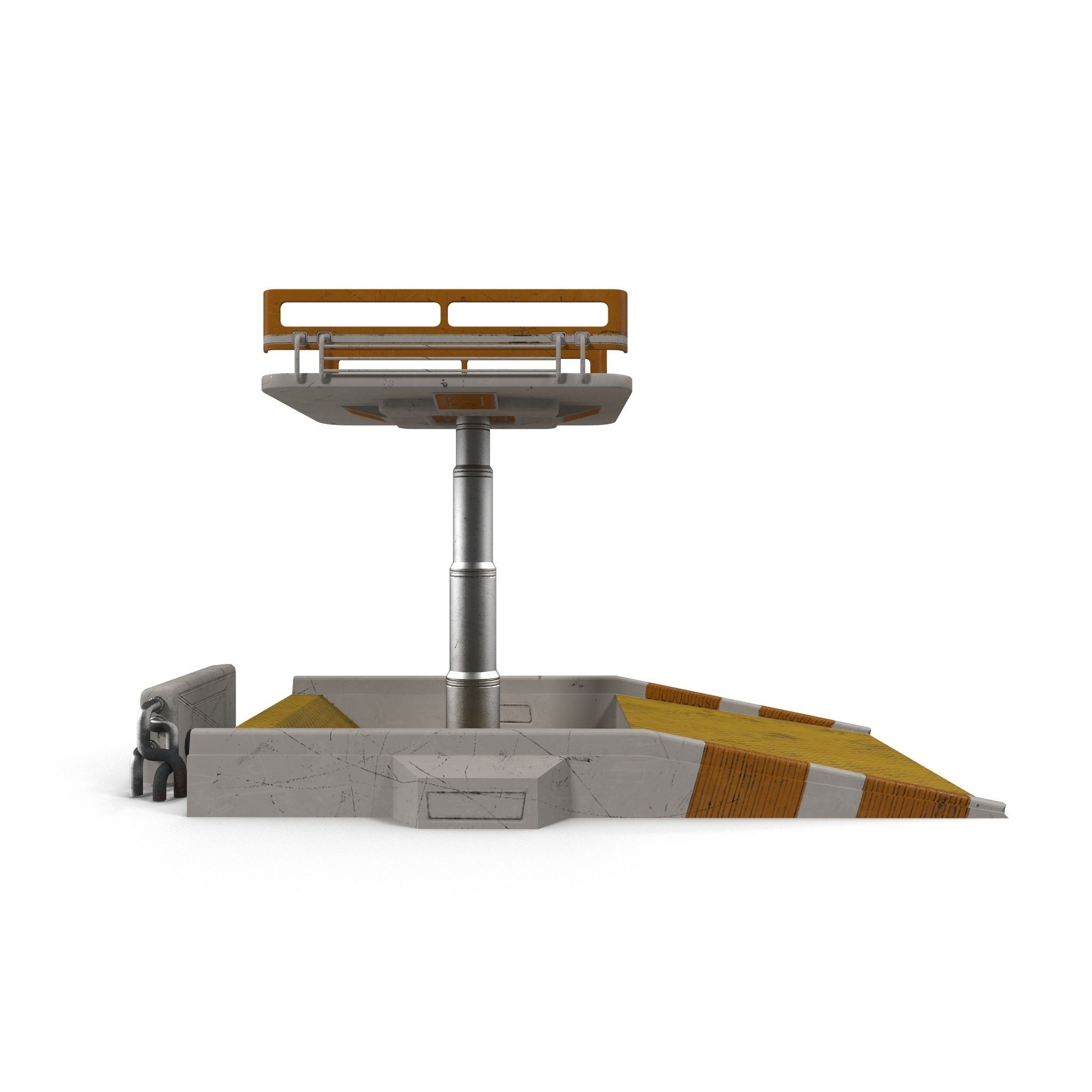 Elevator table with two chairs Low-poly 3D model_1