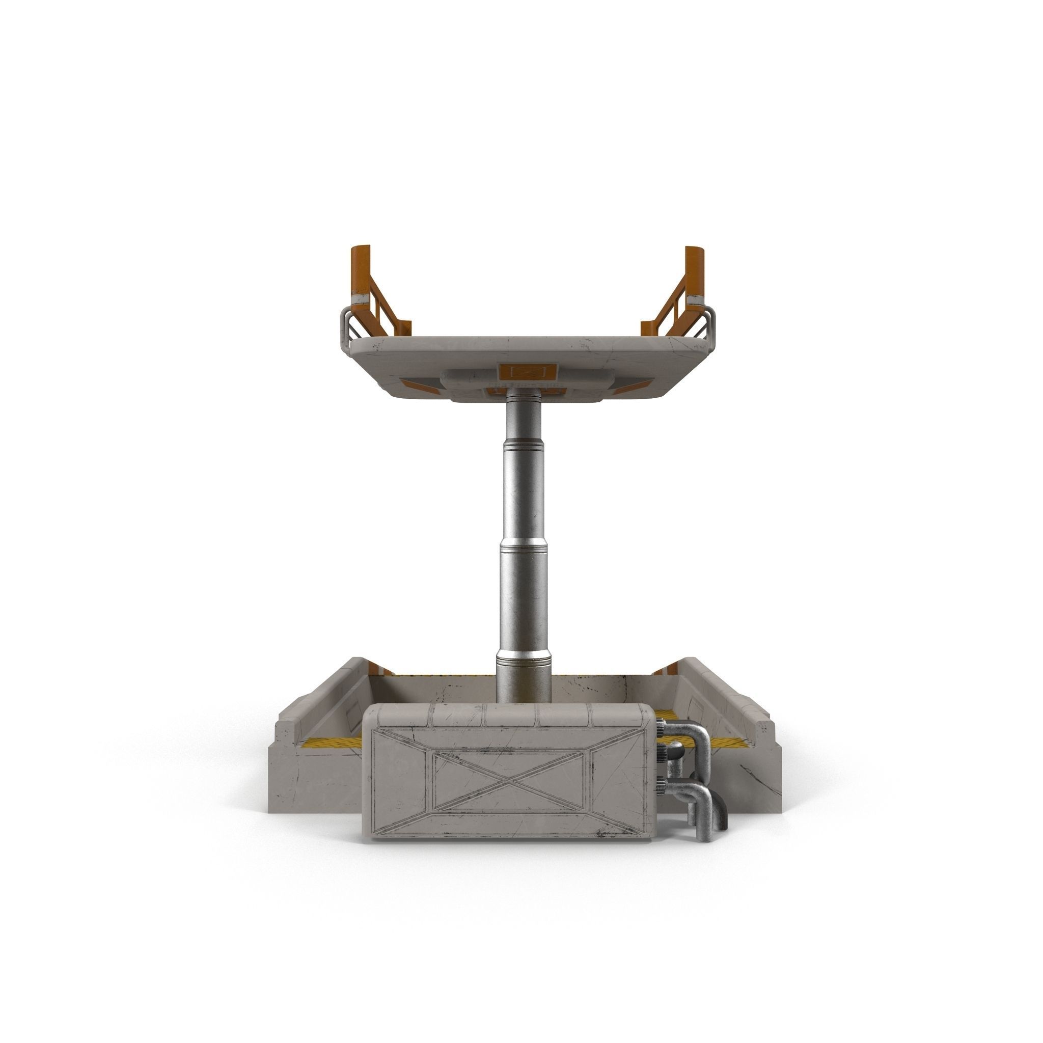 Elevator table with two chairs Low-poly 3D model_2