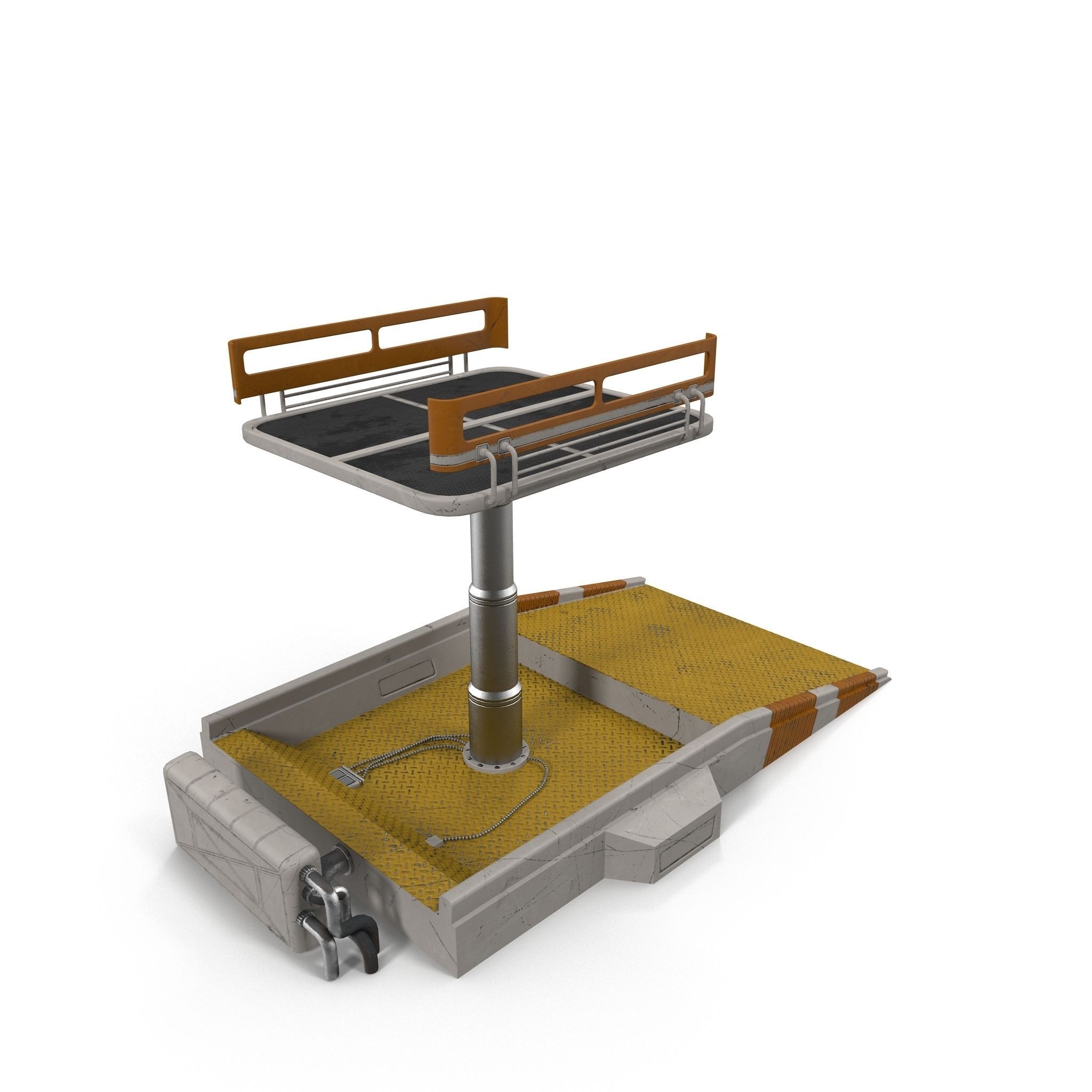 Elevator table with two chairs Low-poly 3D model_6
