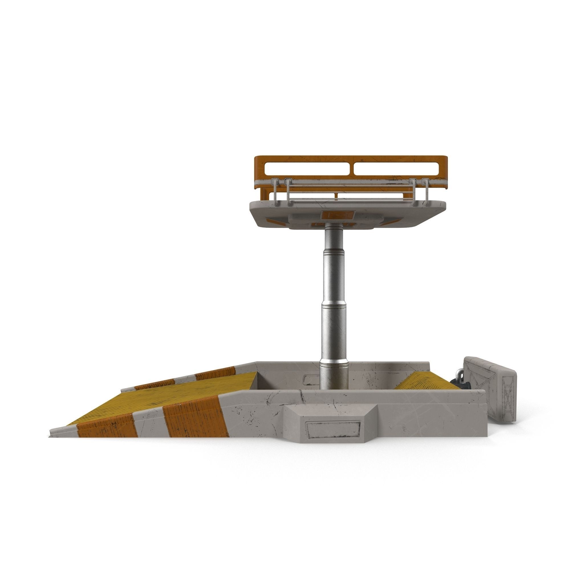 Elevator table with two chairs Low-poly 3D model_4