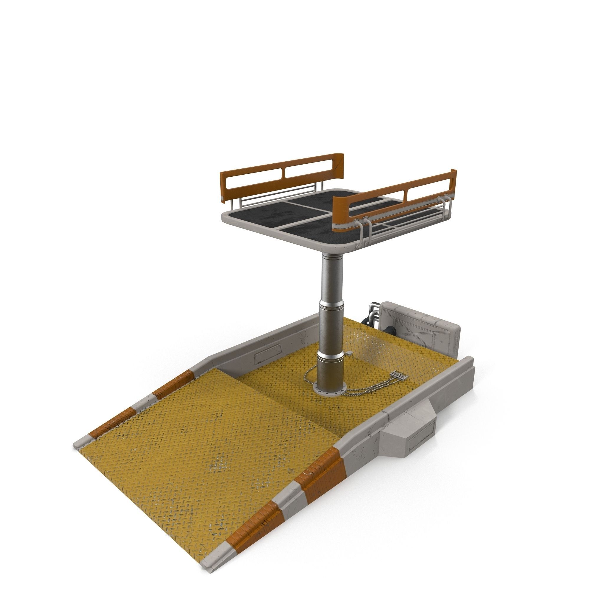 Elevator table with two chairs Low-poly 3D model_5