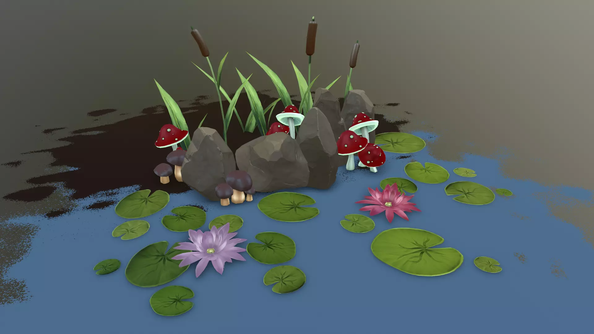 Game-ready stylized  swamp props 3D Model Collection_0