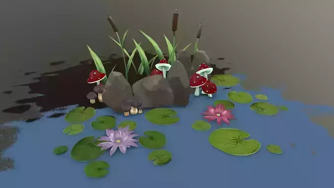 Game-ready stylized  swamp props 3D Model Collection