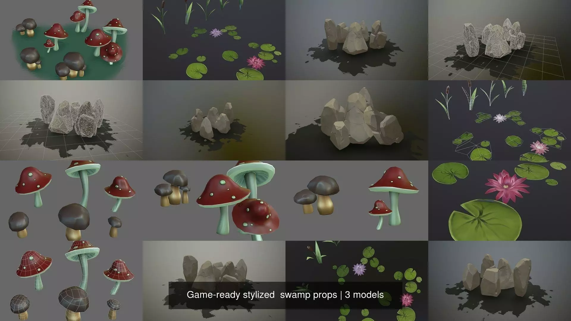 Game-ready stylized  swamp props 3D Model Collection_3