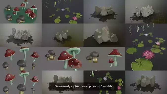 Game-ready stylized  swamp props