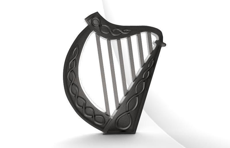 Celtic harp pendant  3D print model_6