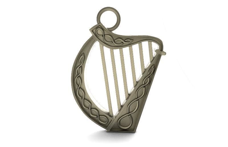 Celtic harp pendant  3D print model_4