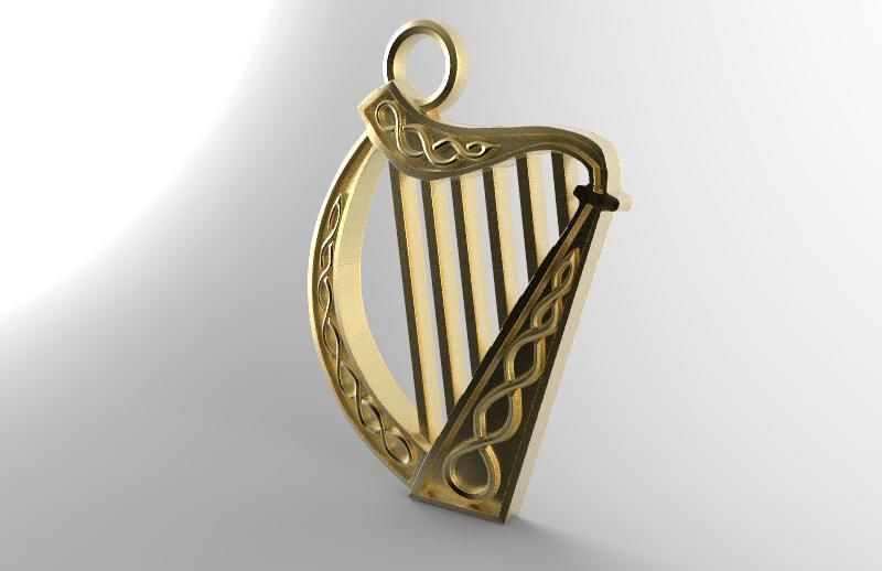 Celtic harp pendant  3D print model_2