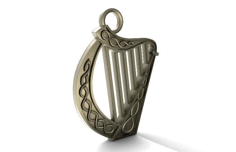 Celtic harp pendant  3D print model_5