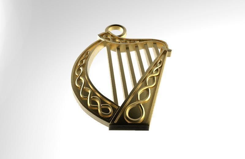 Celtic harp pendant  3D print model_3