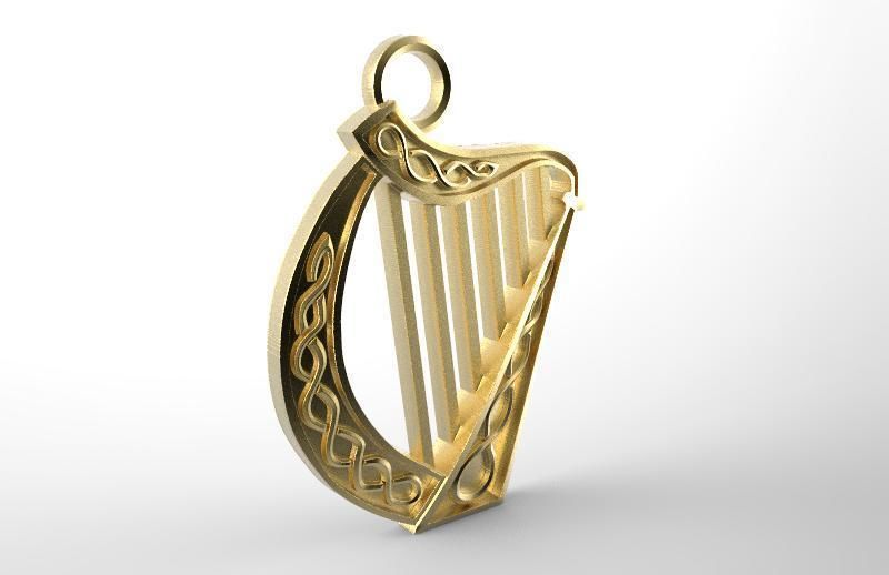 Celtic harp pendant  3D print model_1