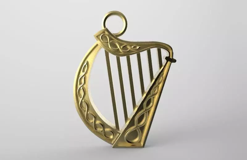 Celtic harp pendant  3D print model_0