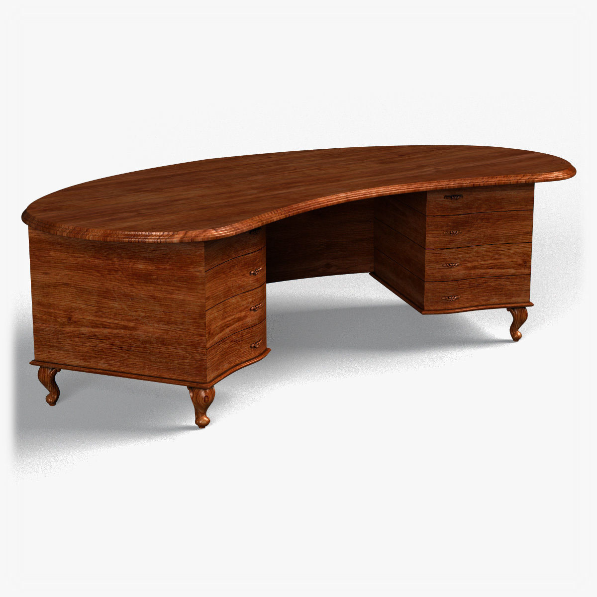 Table0014 desk with drawers and oval shape 3D model_8