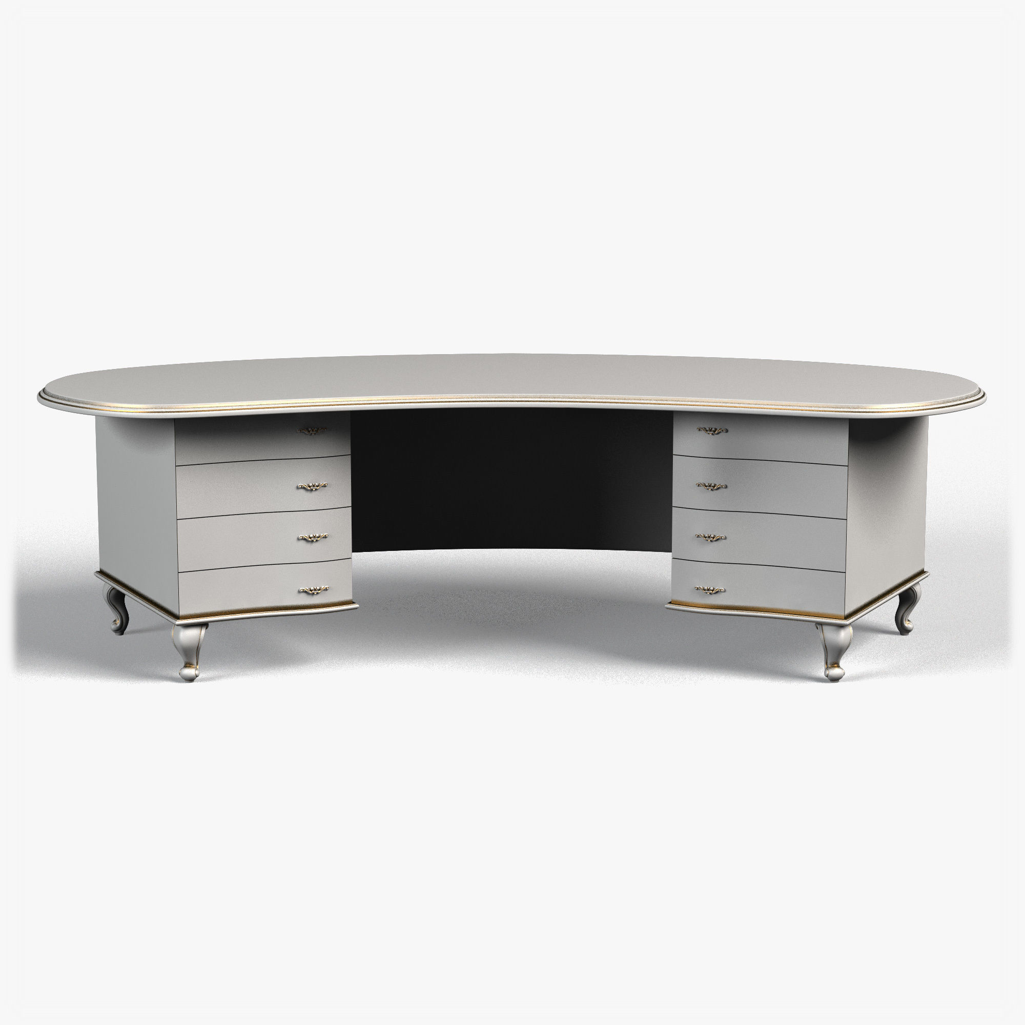 Table0014 desk with drawers and oval shape 3D model_2