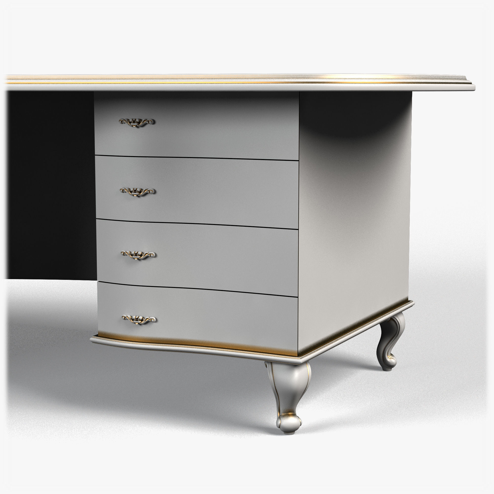 Table0014 desk with drawers and oval shape 3D model_5