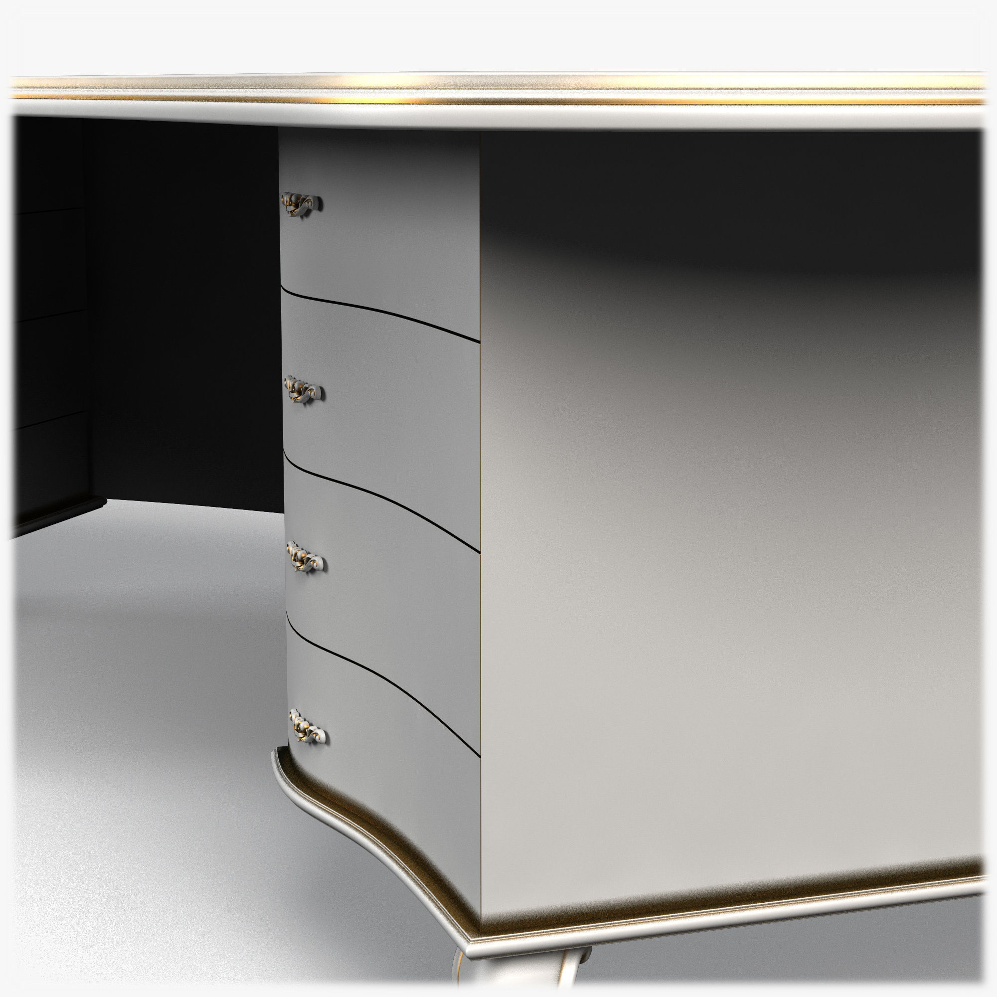 Table0014 desk with drawers and oval shape 3D model_6