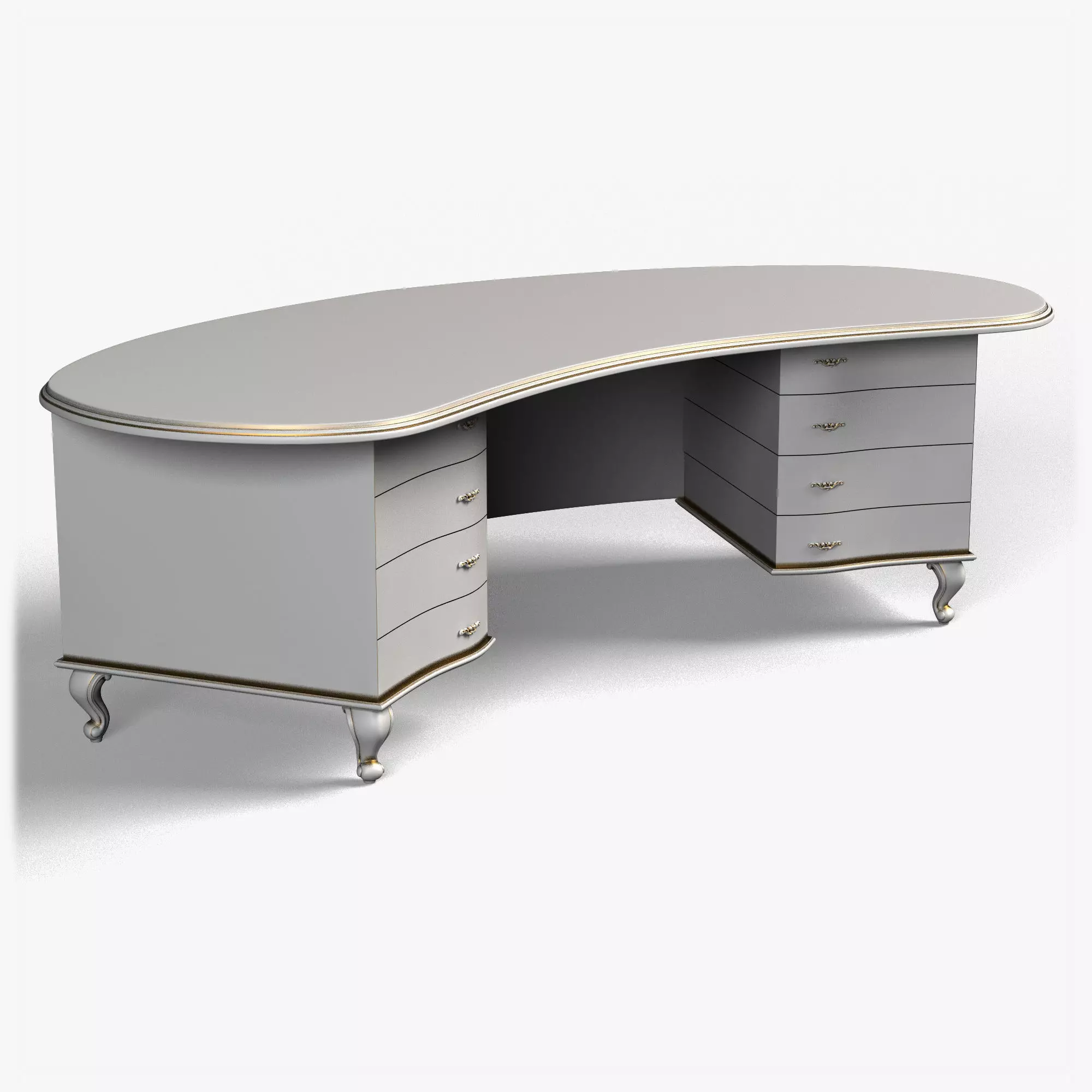 Table0014 desk with drawers and oval shape 3D model_0