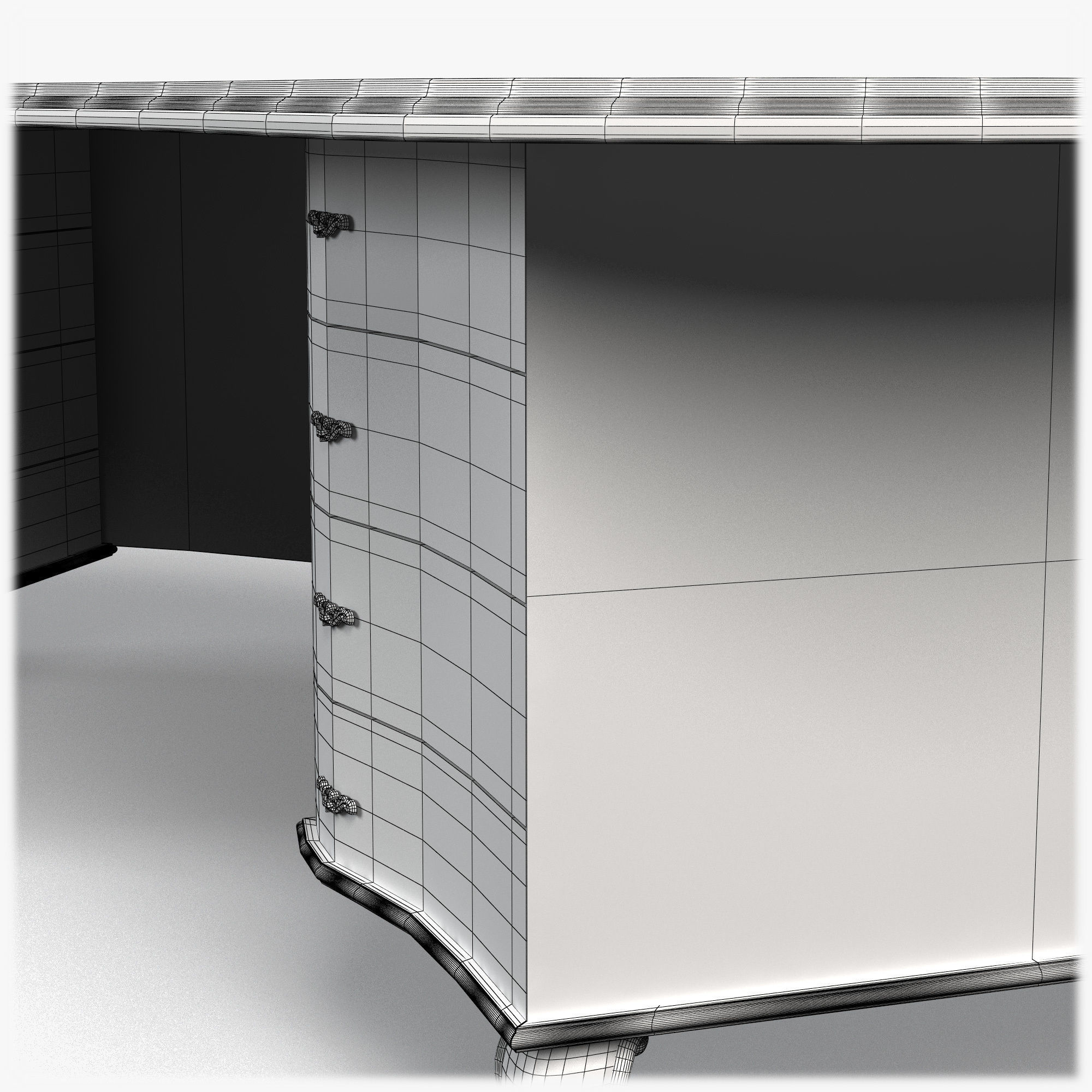 Table0014 desk with drawers and oval shape 3D model_18