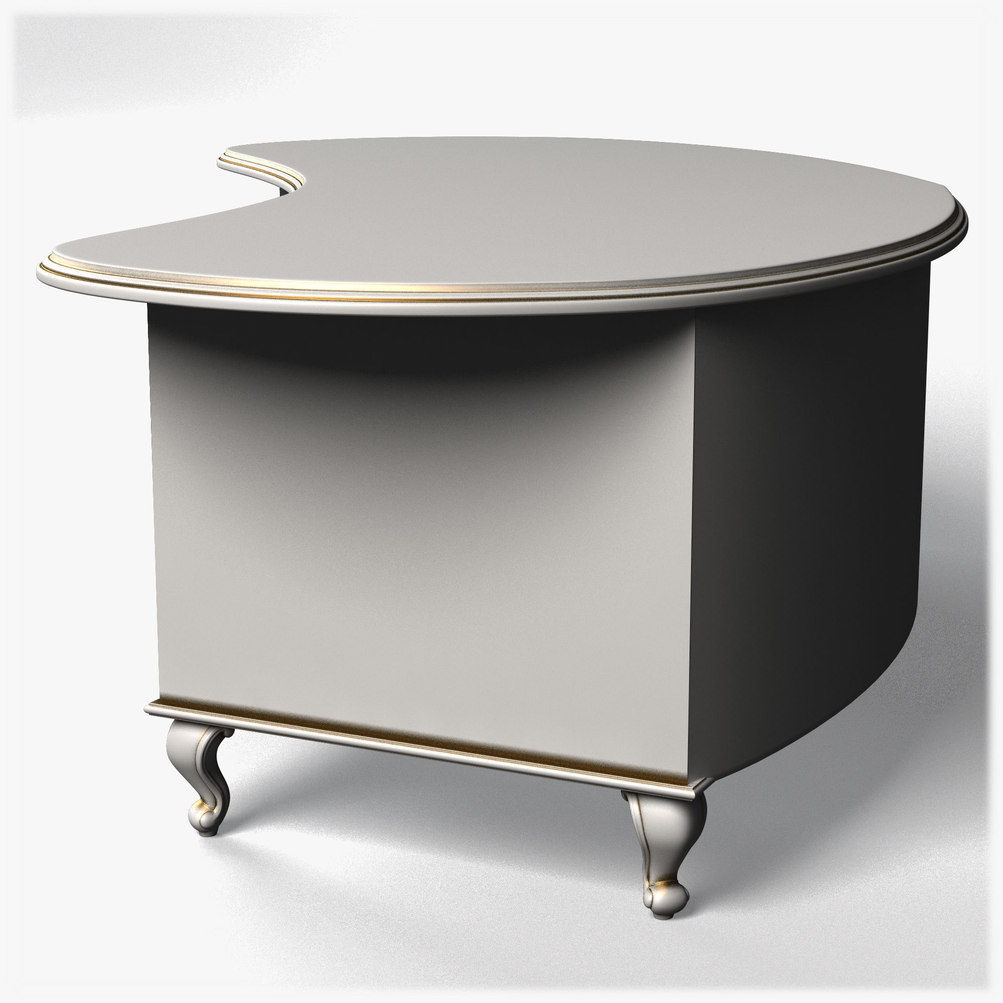 Table0014 desk with drawers and oval shape 3D model_3