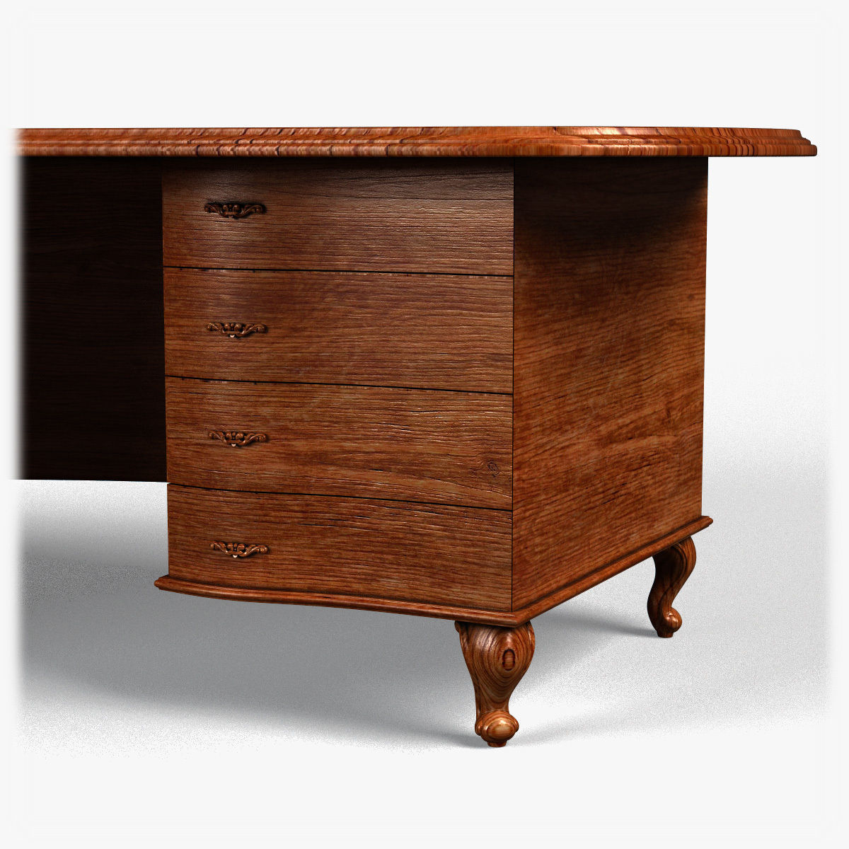 Table0014 desk with drawers and oval shape 3D model_13