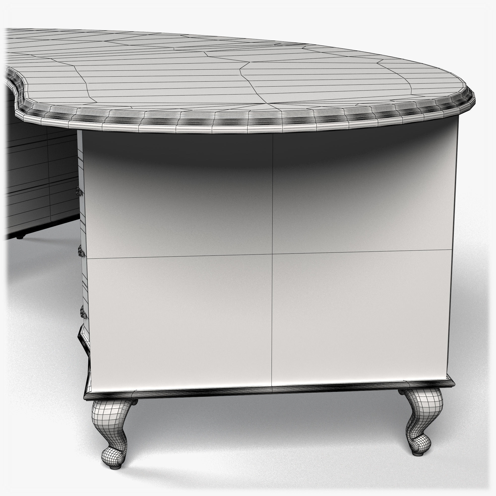 Table0014 desk with drawers and oval shape 3D model_16