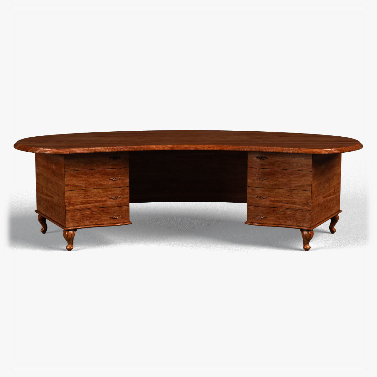 Table0014 desk with drawers and oval shape 3D model_10