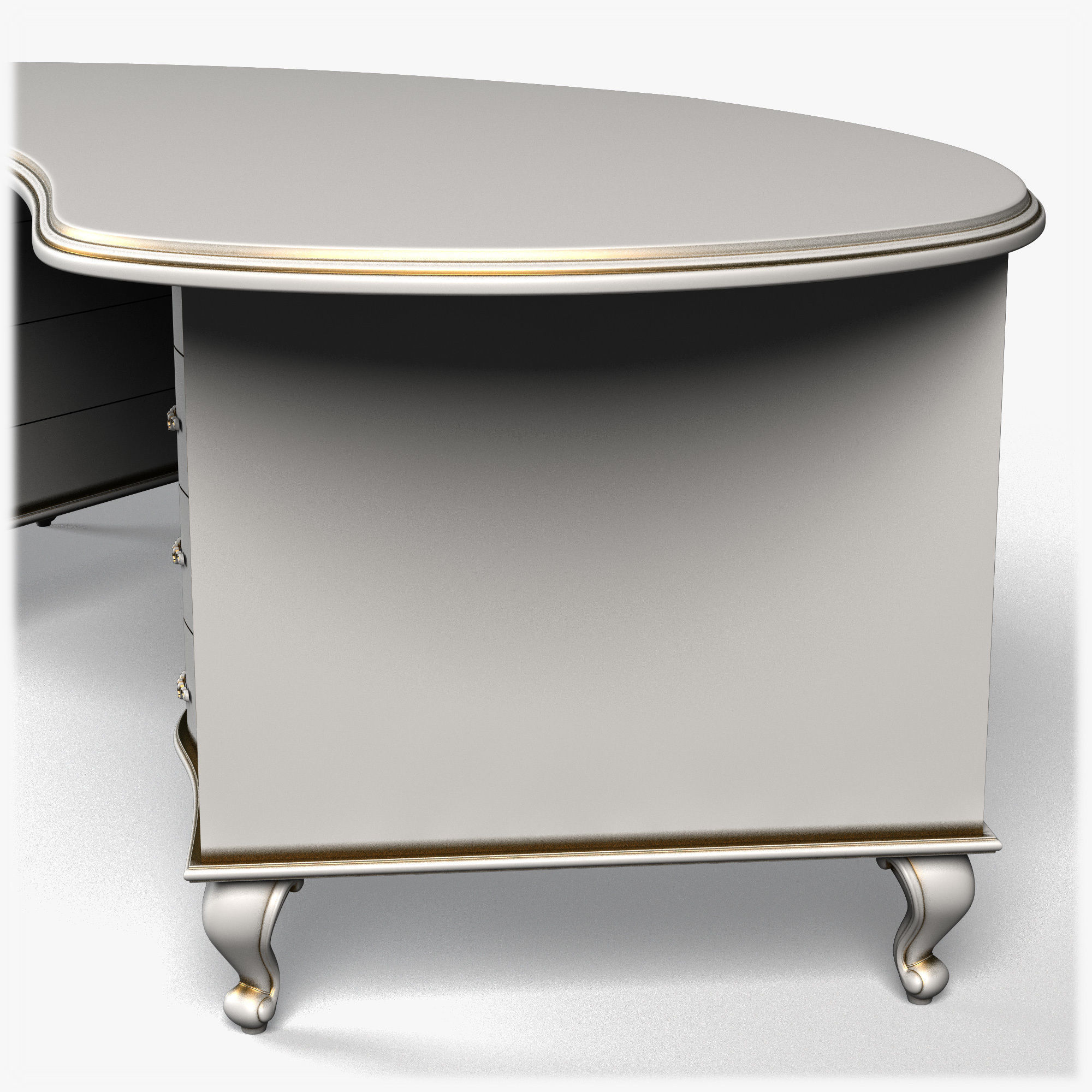 Table0014 desk with drawers and oval shape 3D model_4