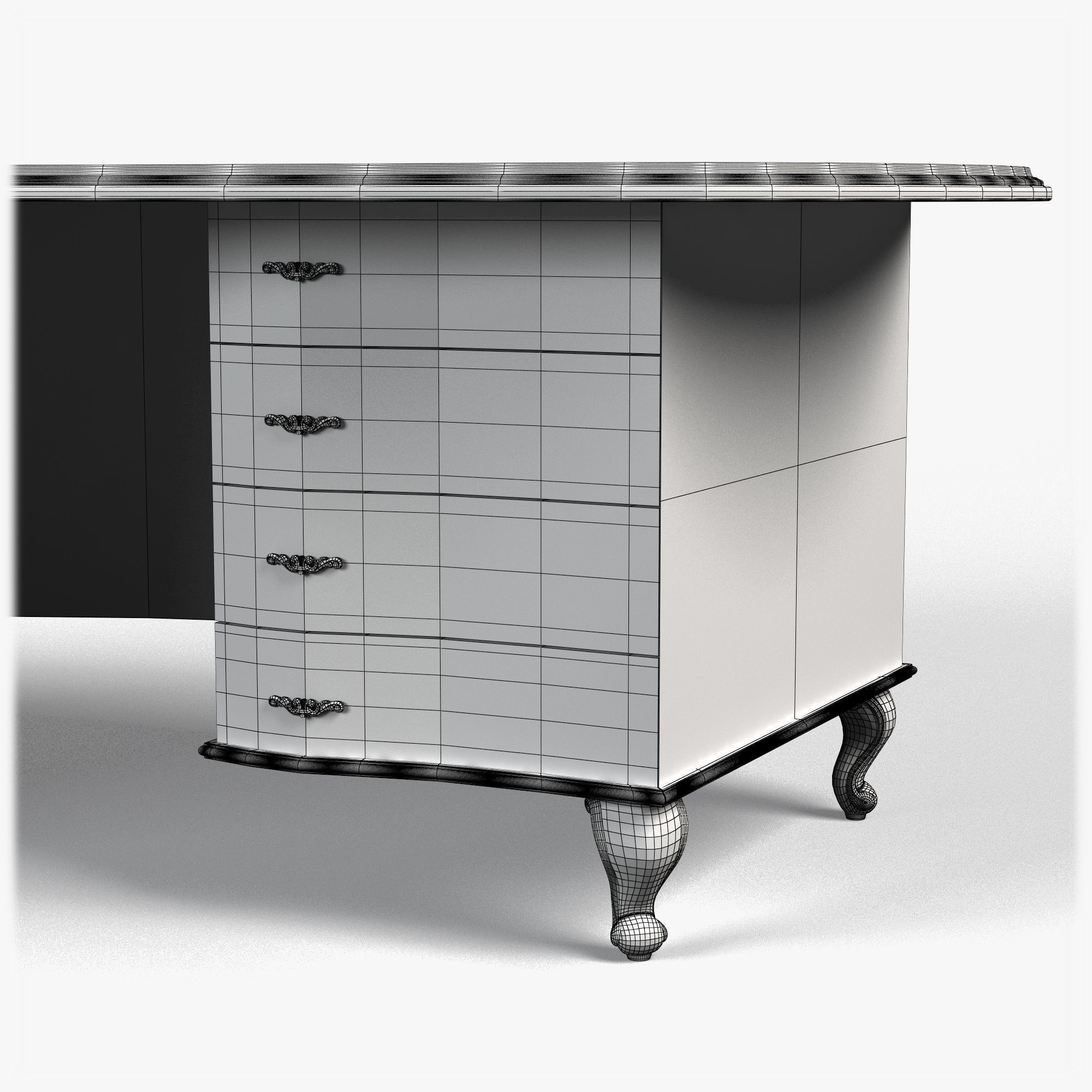 Table0014 desk with drawers and oval shape 3D model_17