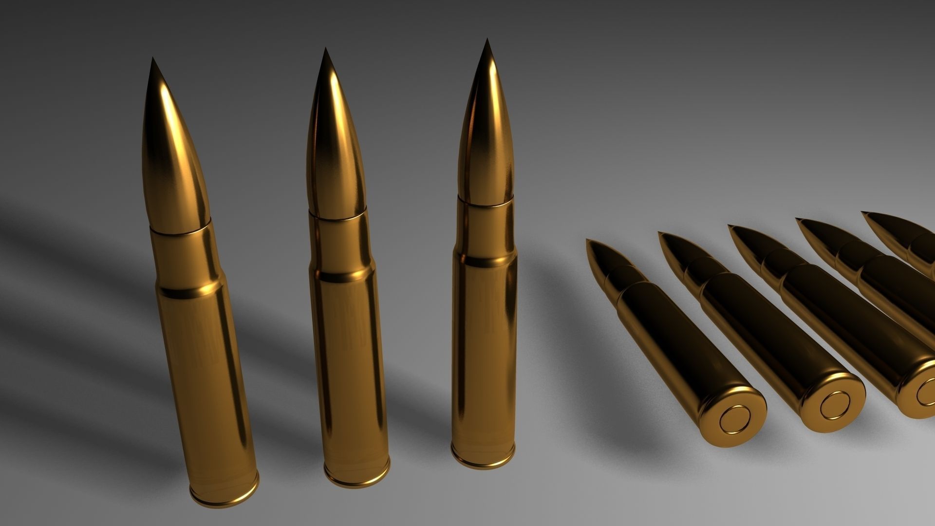 bullet2 three golden bullets Low-poly 3D model_0