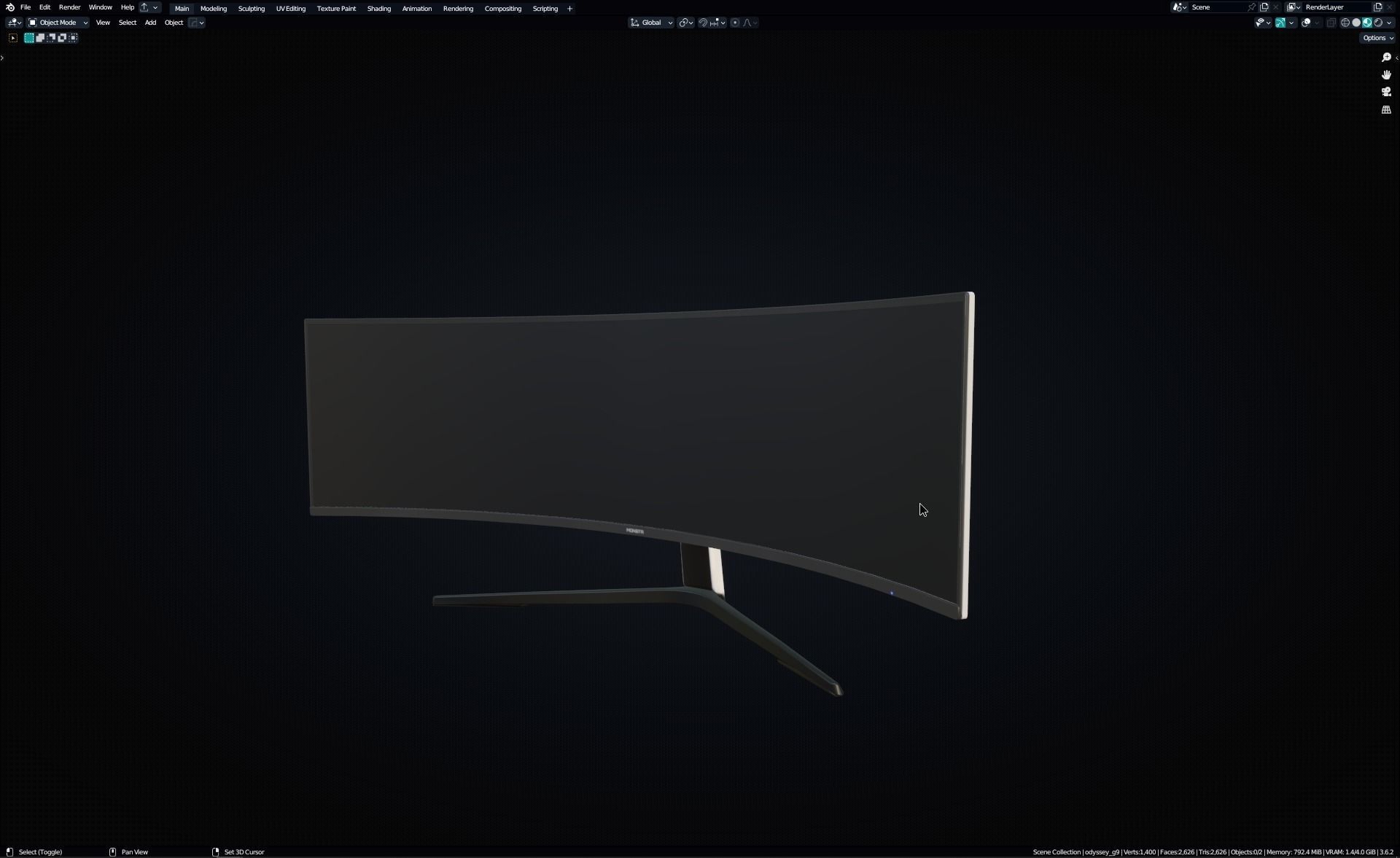 Samsung Odssey Neo G9 49inch curved gaming Monitor Low-poly 3D model_17