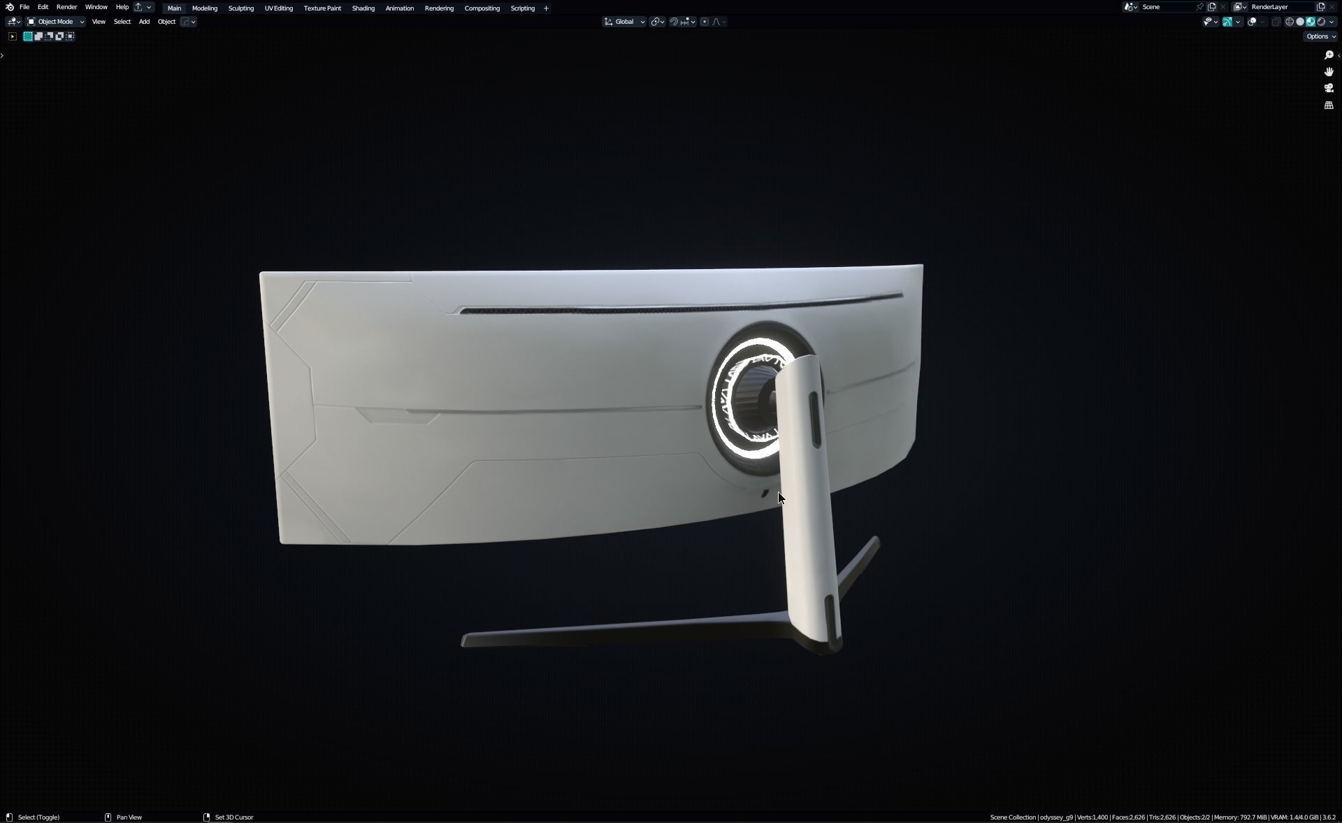 Samsung Odssey Neo G9 49inch curved gaming Monitor Low-poly 3D model_16