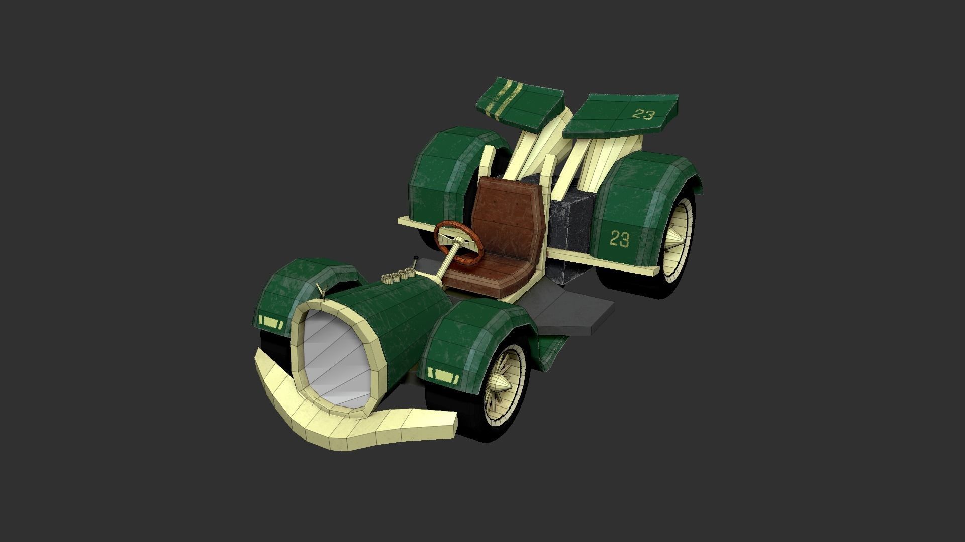 Kart Vehicle 02 - Racing Car - Classic Style Low-poly 3D model_13