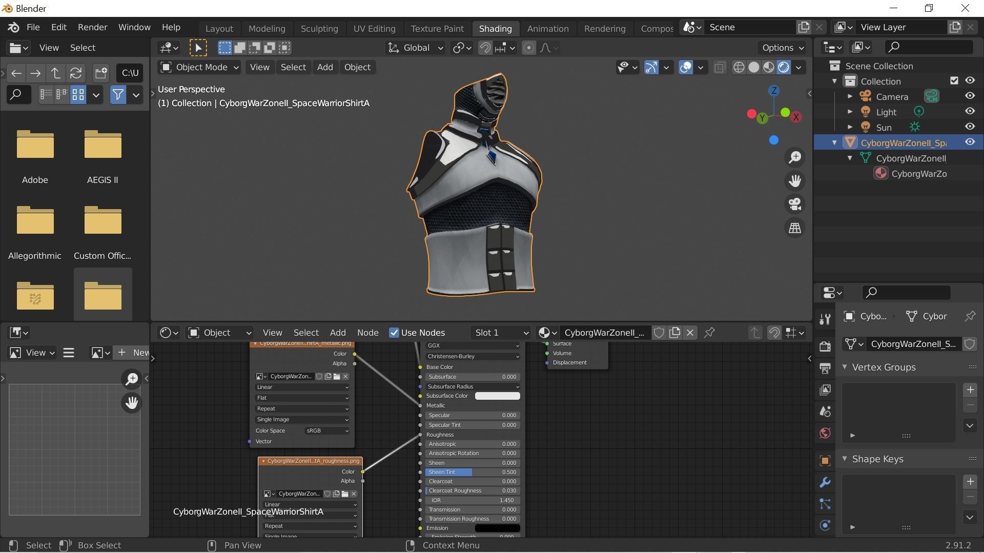 Cyborg Warzone - Space Warrior Shirt A Low-poly 3D model_5