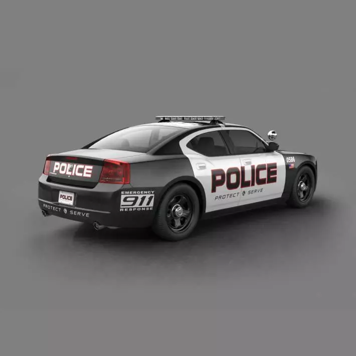 Black Police Car 3D model_0