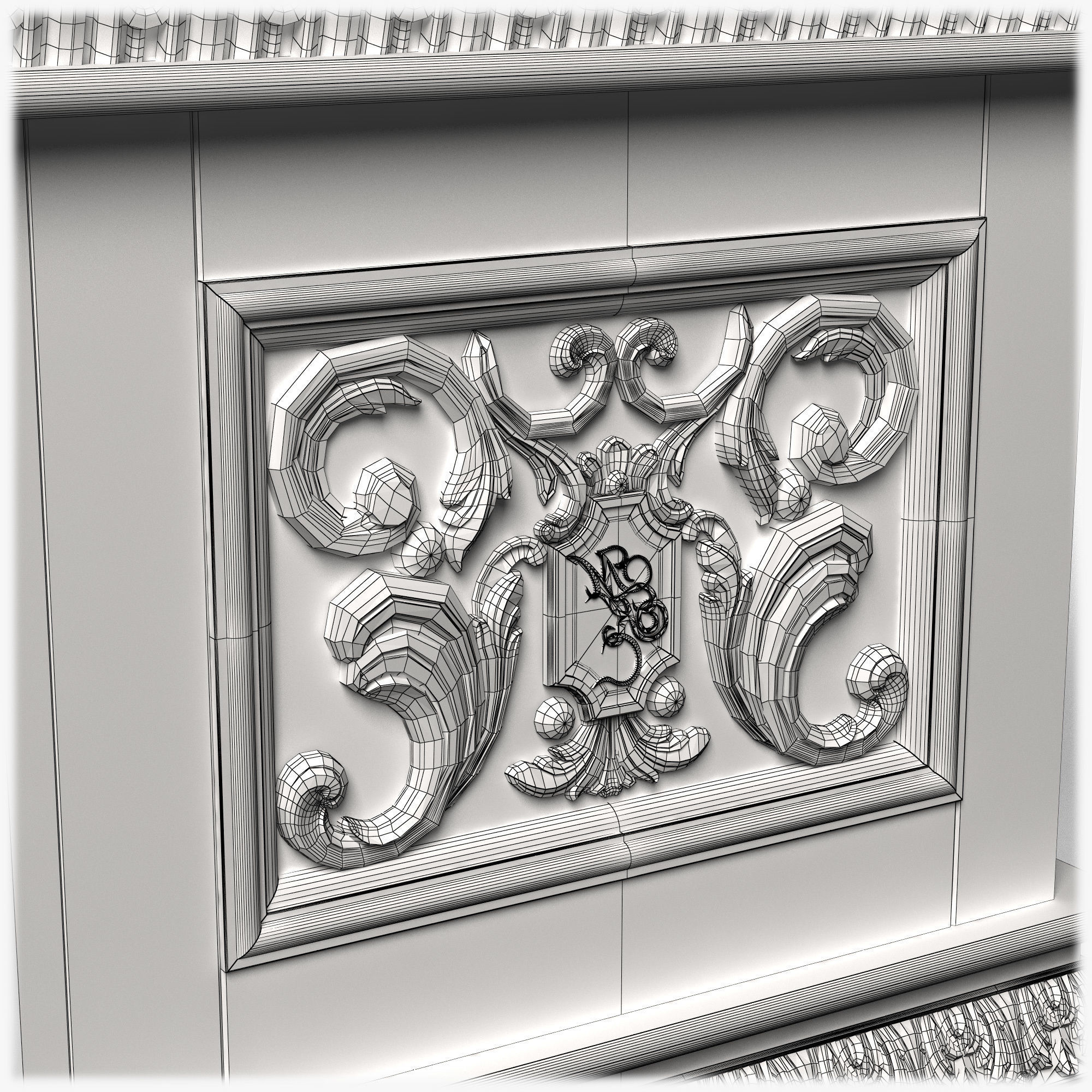 Table0026 ornate desk with gold trim 3D model_16