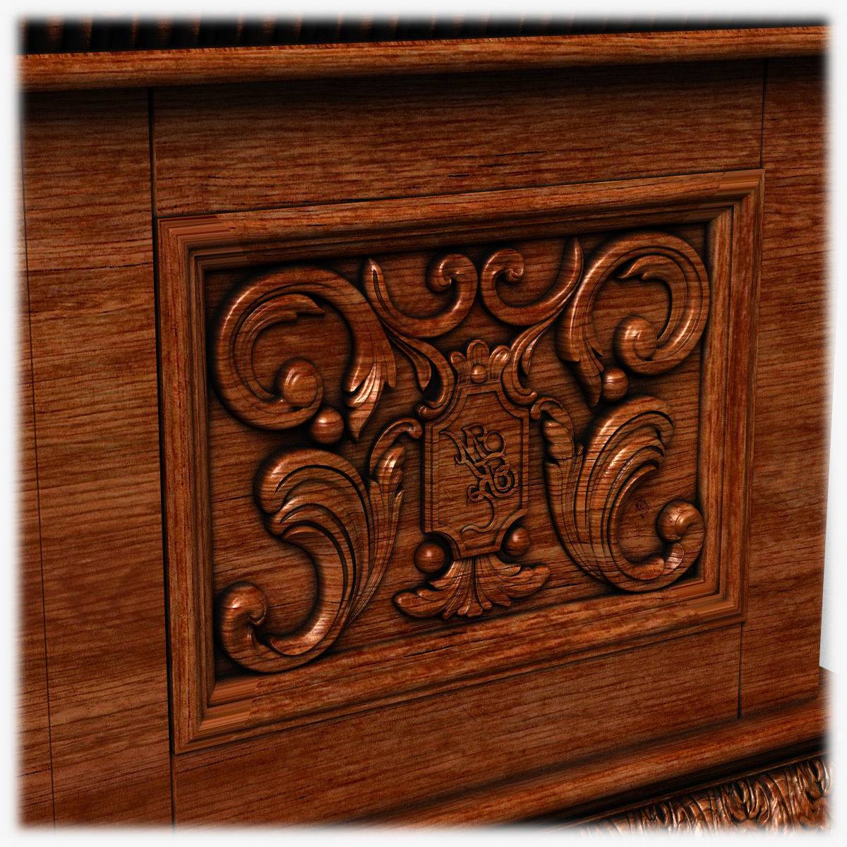 Table0026 ornate desk with gold trim 3D model_12