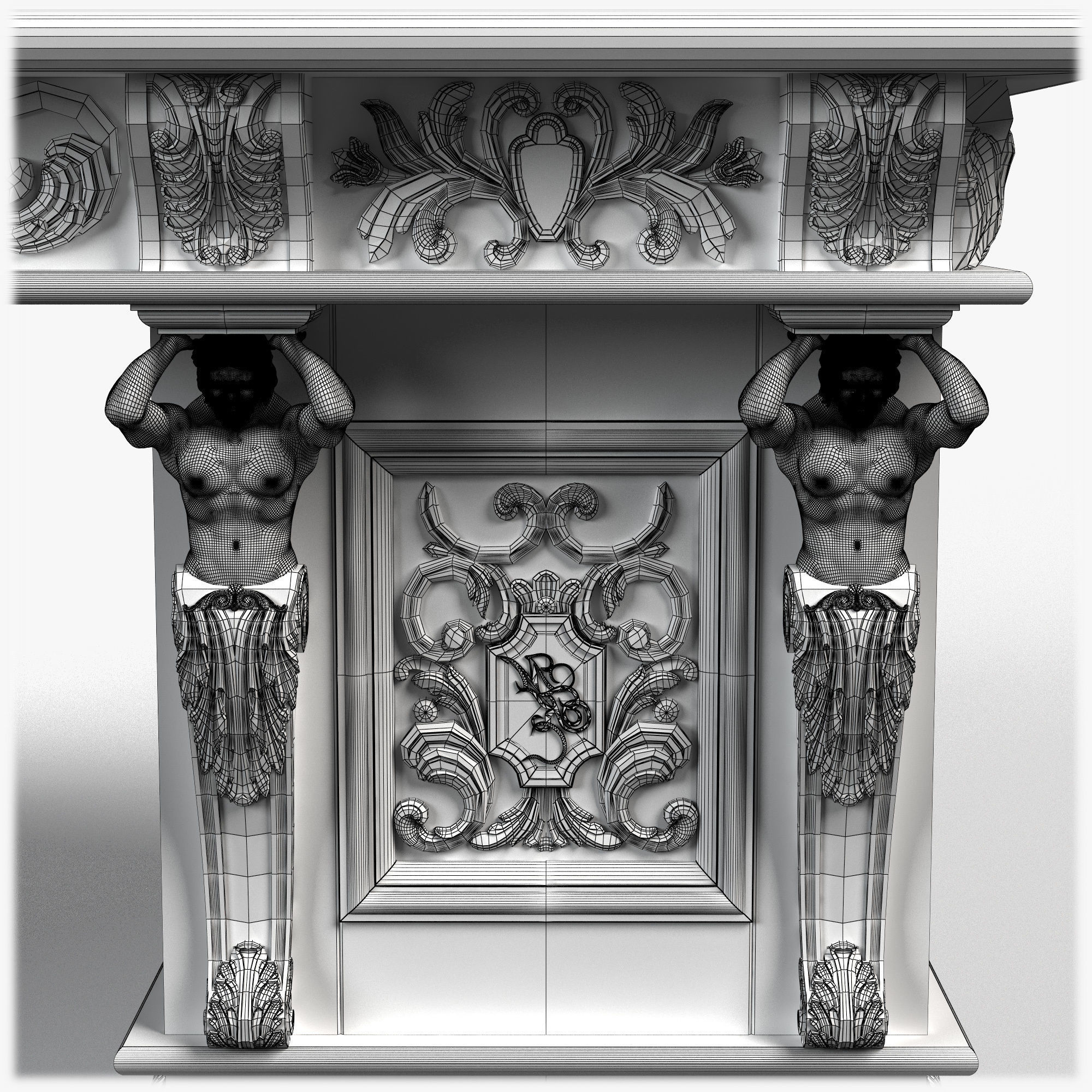 Table0026 ornate desk with gold trim 3D model_17