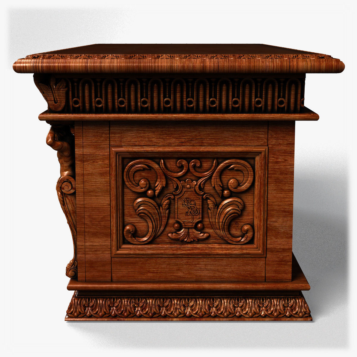 Table0026 ornate desk with gold trim 3D model_11