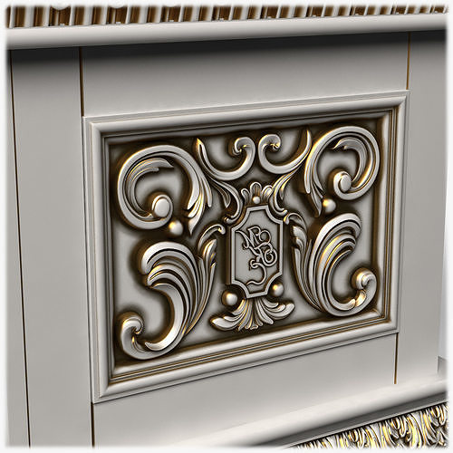 Table0026 ornate desk with gold trim 3D model 5