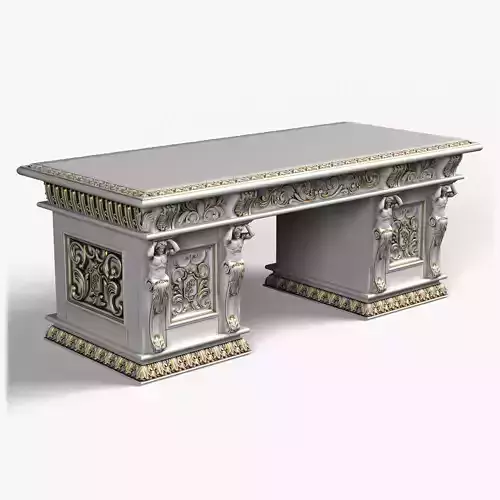 Table0026 ornate desk with gold trim