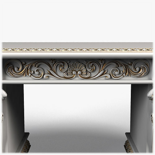 Table0026 ornate desk with gold trim 3D model 7