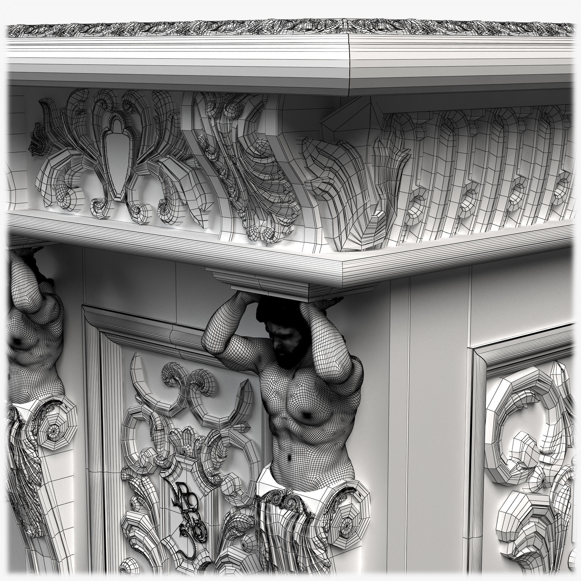 Table0026 ornate desk with gold trim 3D model_19