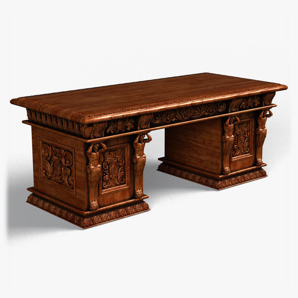 Table0026 ornate desk with gold trim 3D model_8
