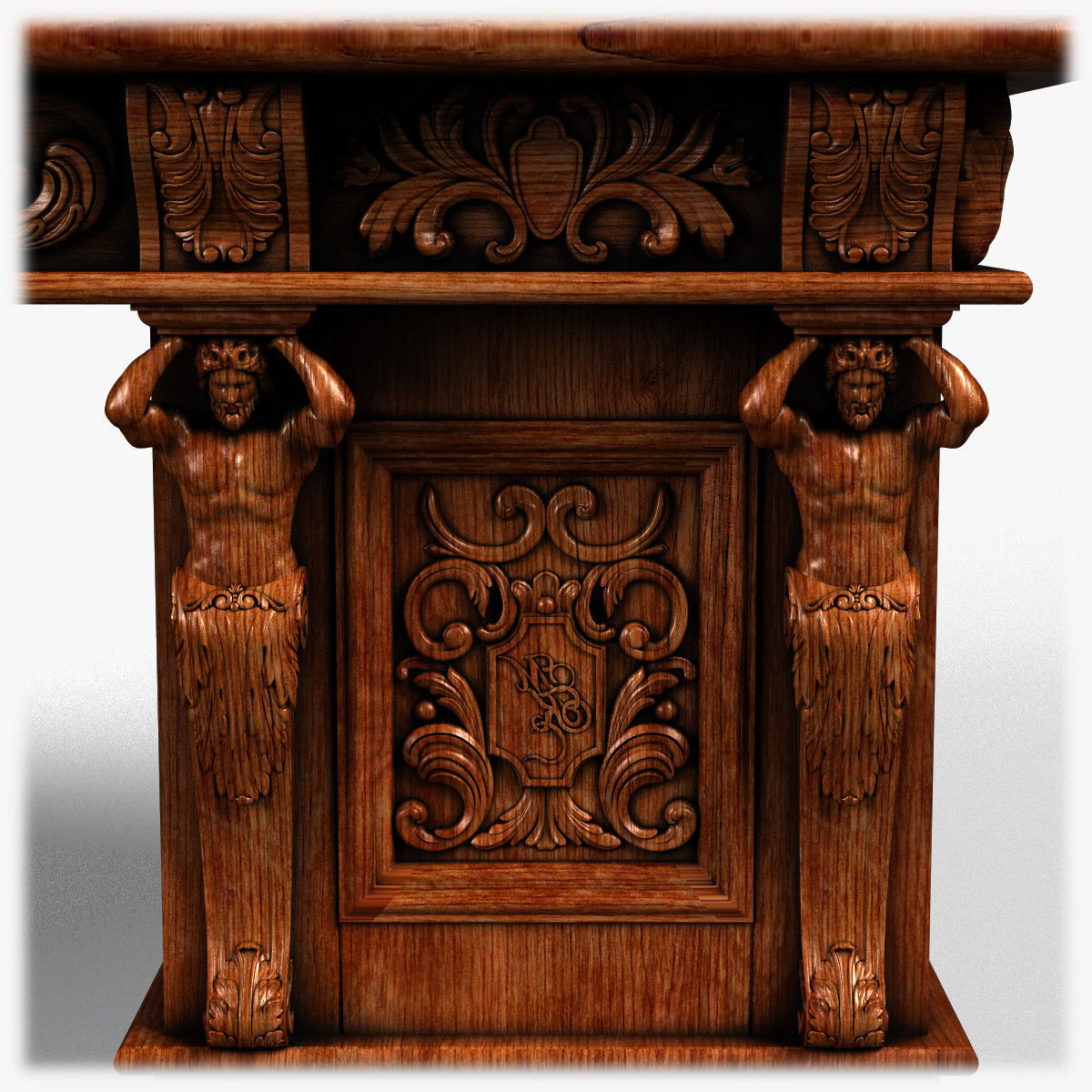 Table0026 ornate desk with gold trim 3D model_13