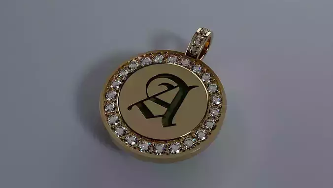 Engravable Diamond Pendant - 2mm Dia Stones - 20mm Circle