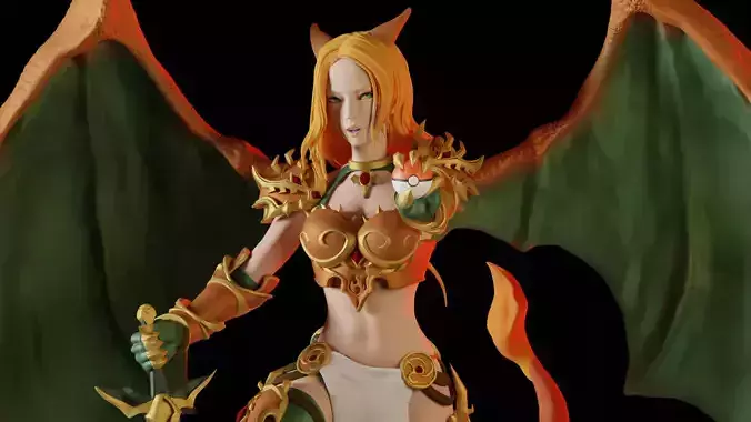 Charizard Girl Figure STL