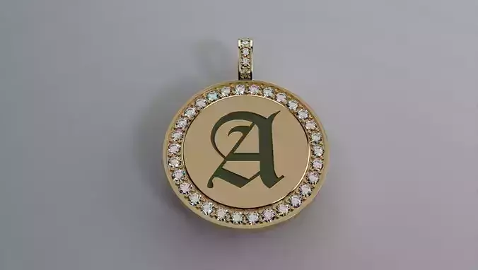 Engravable Diamond Pendant - 2mm Dia Stones - 25mm Circle 