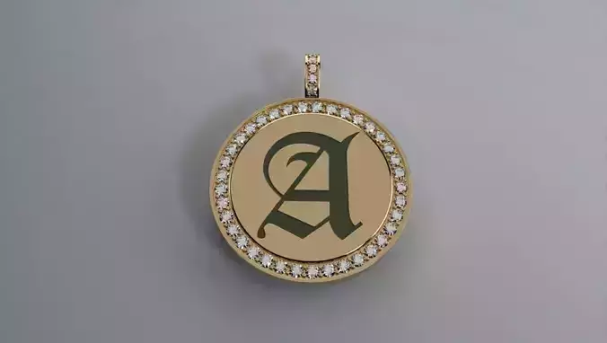 Engravable Diamond Pendant - 2mm Dia Stones - 30mm Circle