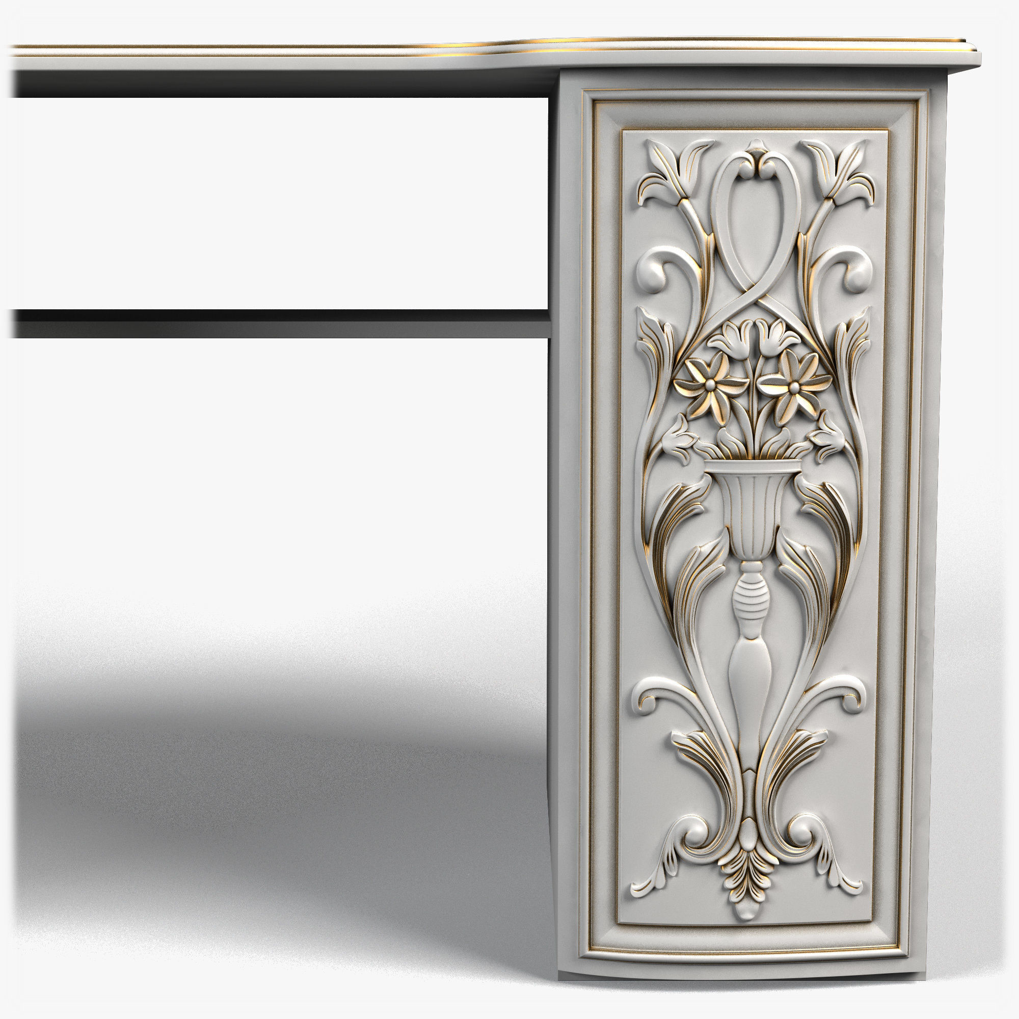 Table0035 desk with ornate carvings 3D model_5